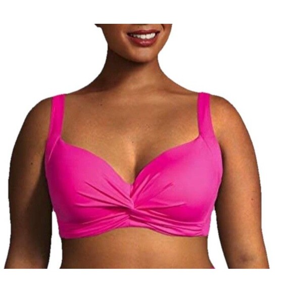 CATALINA Swimwear Bikini Twist Top Women's Plus 1X Underwire Hot Pink Padded NWT - Picture 1 of 11